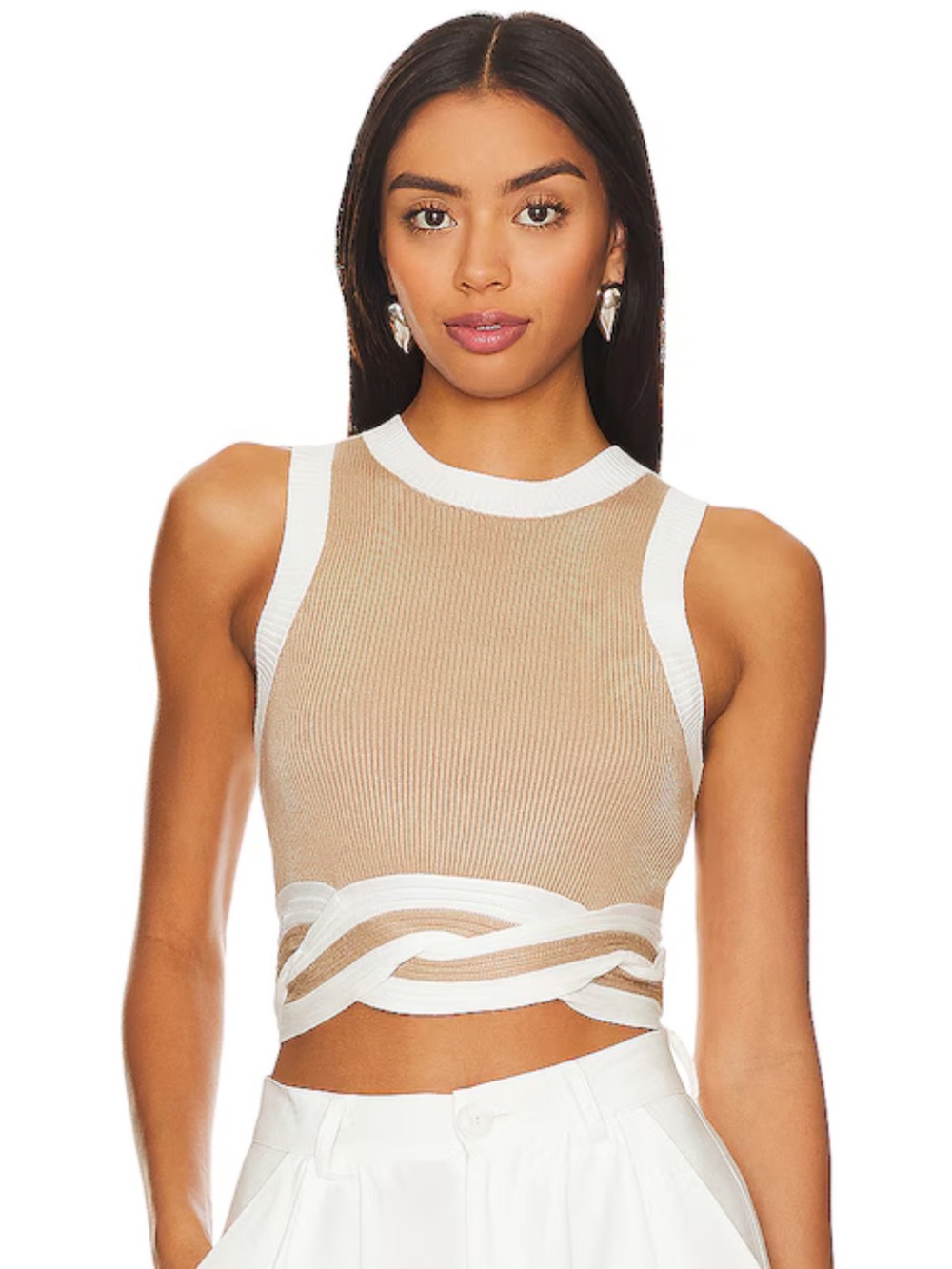 Sovereign Contrast Drift Tank in Biscuit & Off White Sz XS